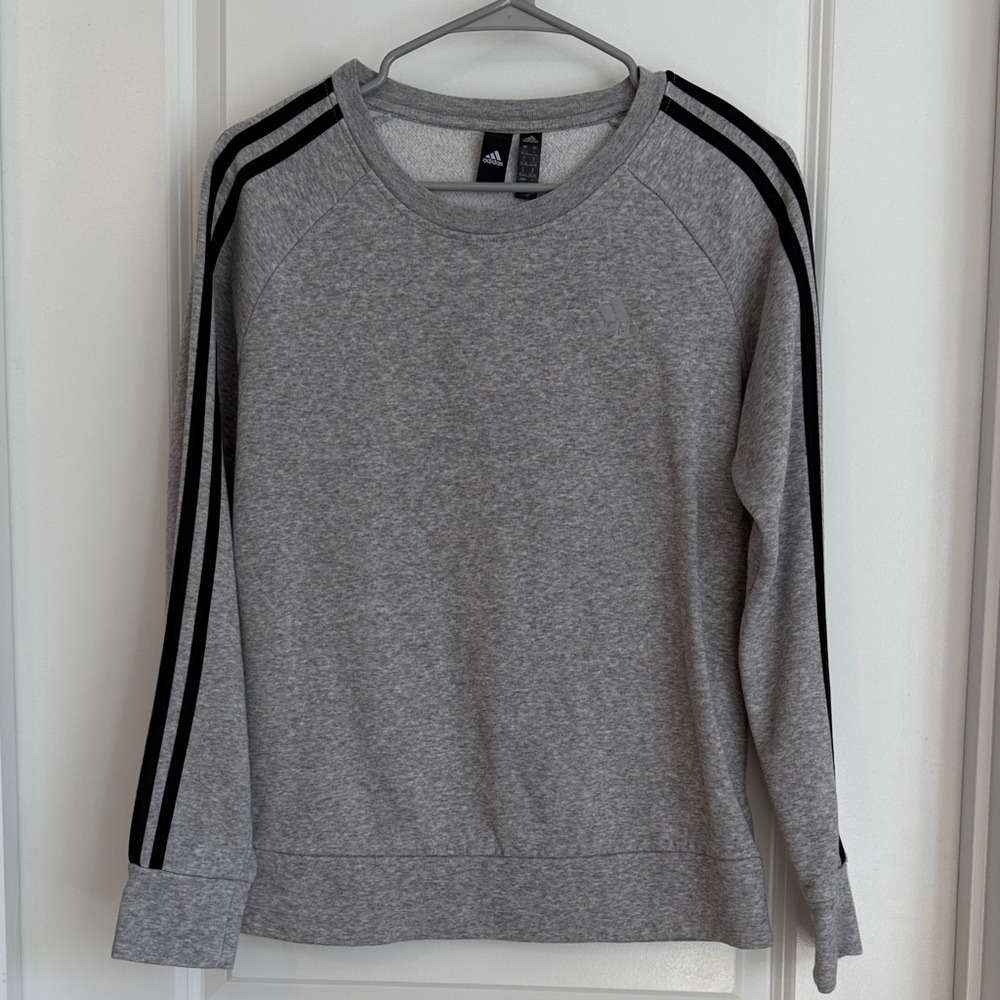 Adidas Heather Gray Crewneck with Black Accents